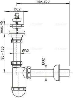 Сифон для раковины AlcaPlast ?32 с нержавеющей решеткой ?63 A411 Сифон для раковины AlcaPlast ?32 с нержавеющей решеткой ?63 A411