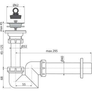 Сифон для раковины AlcaPlast ?40 с нержавеющей решеткой ?63 A412-DN40 Сифон для раковины AlcaPlast ?40 с нержавеющей решеткой ?63 A412-DN40