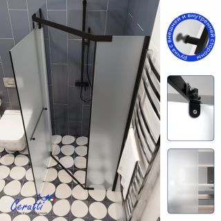 Душевой уголок Ceruttispa CHIKA ZP91BF 90x90 см профиль чёрный стекло матовое