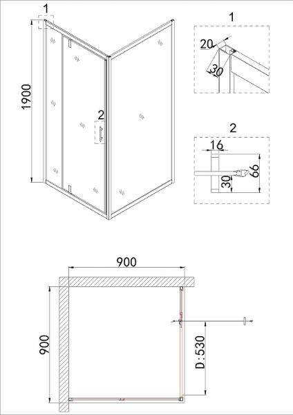 Душевой уголок Niagara NG-0290-08 BLACK 90x90см чёрный/прозрачное