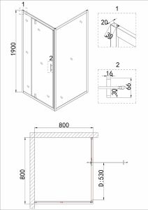 Душевой уголок Niagara NG-0280-08 BLACK 80x80см чёрный/прозрачное