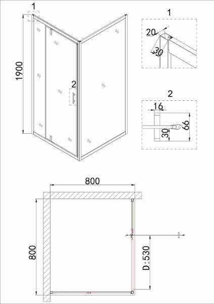 Душевой уголок Niagara NG-0280-08 BLACK 80x80см чёрный/прозрачное