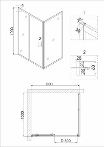 Боковая стенка Niagara NG-A100G 100см золото/прозрачное