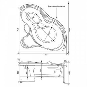 Карниз для ванны Aquanet Bellona 165х165 полукруглый