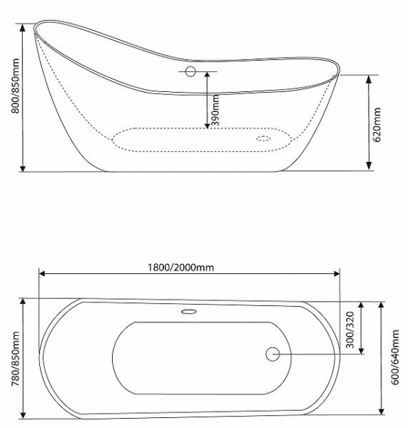 Акриловая ванна Grossman GR-2301 180x80см белый