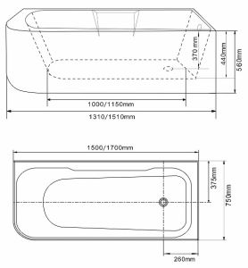 Акриловая ванна Grossman GR-2201R 150x75см левосторонняя