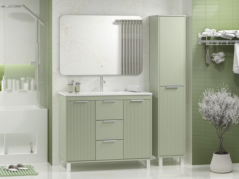 Напольная тумба под раковину Brevita Risacca Pistachio 100 УТ000026422 фисташковый