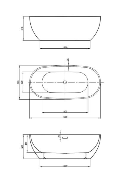 Акриловая ванна Vincea VBT-408-1700 170 x 81.5 см
