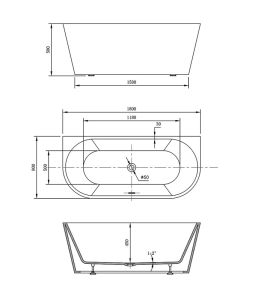 Акриловая ванна Vincea VBT-421-1800 180 x 80 см