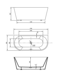 Акриловая ванна Vincea VBT-421-1700 170 x 80 см
