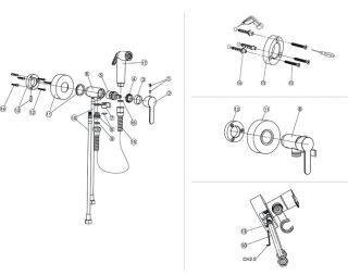 Гигиенический душ со смесителем Paini Aosta 92CR304KM хром