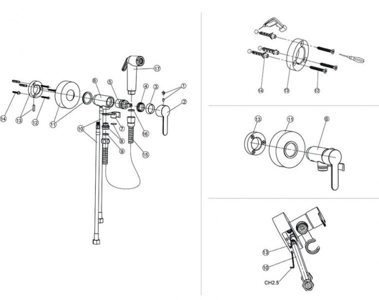 Гигиенический душ со смесителем Paini Aosta 92CR304KM хром