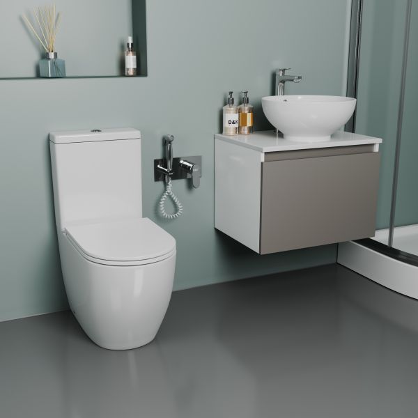 Унитаз-компакт D&K Matrix DT1397016 безободковый белый