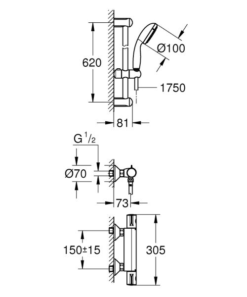 Смеситель для душа Grohe Grohtherm 800 34565001 Хром