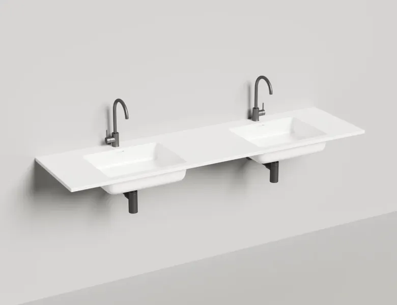 Подвесная раковина двойная Salini Onda S-Stone 1402202M 180см белый матовый