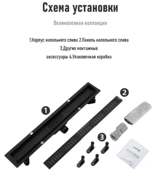 Душевой лоток Gappo G85007-56 50 см чёрный