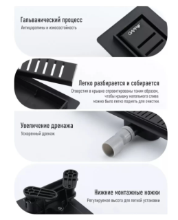 Душевой лоток Gappo G87007-56 70 см чёрный