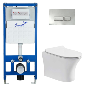 Комплект Cerutti SPA инсталляция CR555 подвесной безободковый унитаз Bernina Aria CT7191 кнопка смыва CR02CH