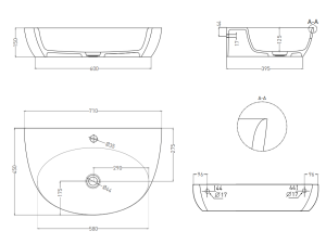 Подвесная раковина Salini Alda Wall 03 S-Stone 140323MRF 71см RAL полностью
