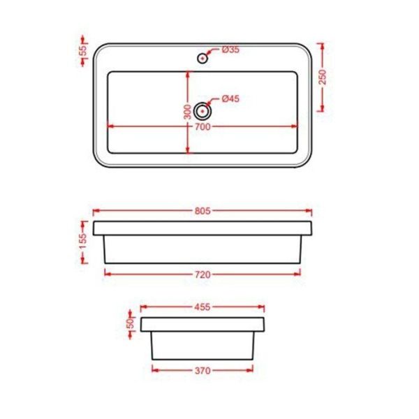 Раковина ArtCeram Fuori Scala TFL035 36 00 *1 blu notte 80.5 см