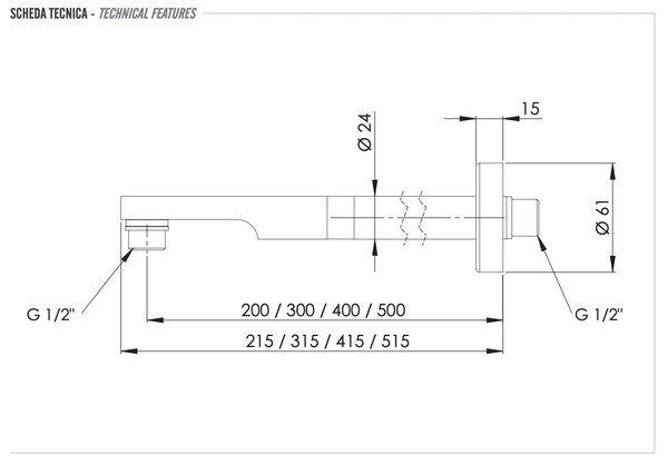 Remer XV 348N40XV держатель верхнего душа 40 см никелированная сталь