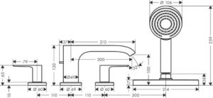 Смеситель Hansgrohe Vivenis 75444670 на борт ванны