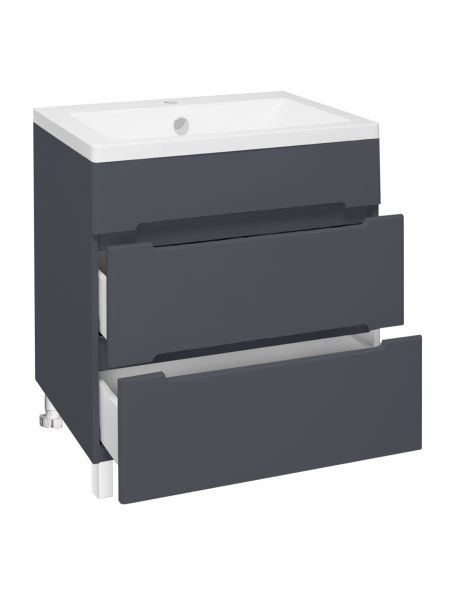 Тумба Runo Парма 60 2 ящика графит под умывальник Omega 60 (00-00001454)