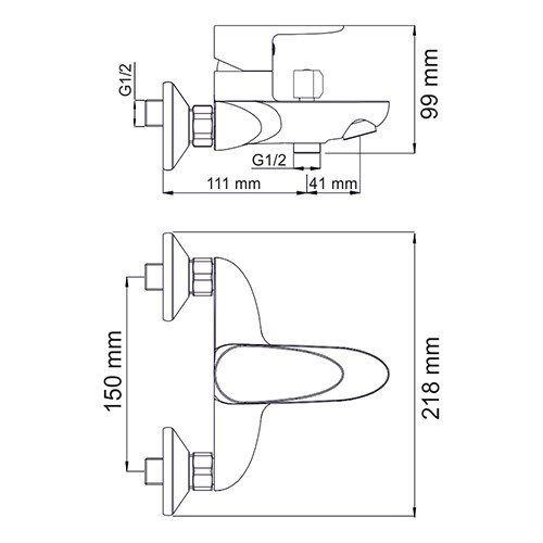 Wasserkraft Leine 3501 Смеситель для ванны с коротким изливом