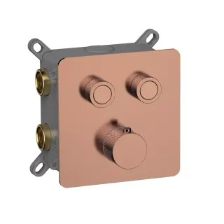 Встраиваемый смеситель-термостат на 2 источника AQUAme AQM8811BC с регулировкой напора медь брашированная