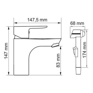Wasserkraft Leine 3508 Смеситель для раковины с гигиенической лейкой Wasserkraft Leine 3508 Смеситель для раковины с гигиенической лейкой