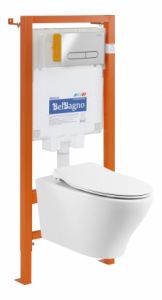 Инсталляция с унитазом BelBagno Loto BB340CHR/BB2020SC/BB002-80/BB005-PR-CHROME тонкое сиденье с микролифтом