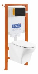 Инсталляция с унитазом BelBagno Loto BB064CHR/BB2111SC/BB002-80/BB007-PR-NERO.M тонкое сиденье с микролифтом
