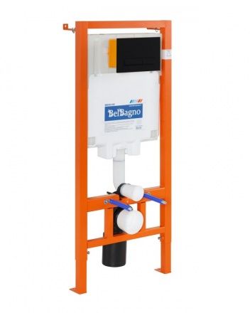 Инсталляция с унитазом BelBagno Loto BB064CHR/BB2111SC/BB002-80/BB007-PR-NERO.M тонкое сиденье с микролифтом