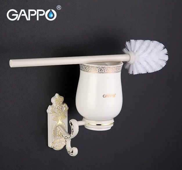 Настенный ёршик для унитаза Gappo G3510 белый/золото