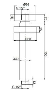 Потолочный кронштейн для верхнего душа Paini 50CR744T615BI 15см хром
