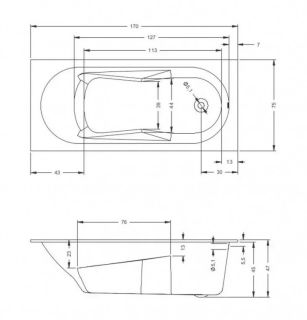 Акриловая ванна Riho Lazy B078001005 170х75см белый Акриловая ванна Riho Lazy B078001005 170х75см белый