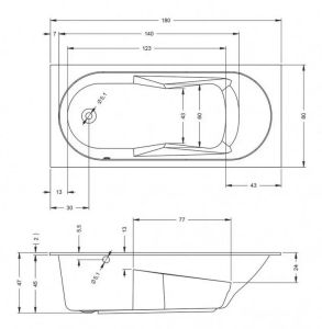 Акриловая ванна Riho Lazy B083001005 L 180х80см белый