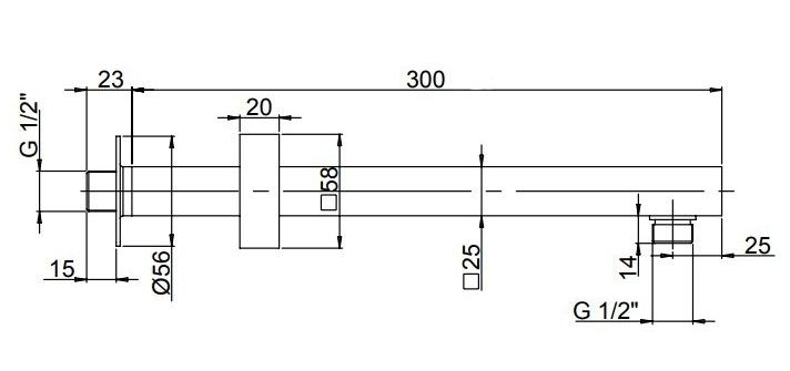 Кронштейн для верхнего душа Paini 50CR745T730BI 30см хром