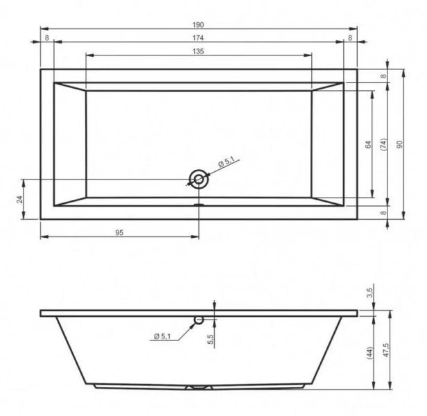 Акриловая ванна Riho Lusso B037001005 190х90см белый