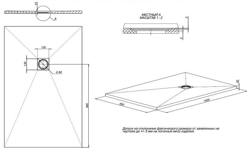 Душевой поддон Allen Brau Priority 8.31009-AM Антрацит 140x90 Душевой поддон Allen Brau Priority 8.31009-AM Антрацит 140x90