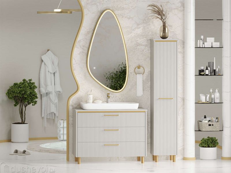 Шкаф - пенал Brevita Elche 35 R ELC-05035-010R Серый кашемир Золото