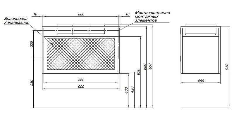 Консоль под раковину Allen Brau Liberty 90 1.33003.BB Черный браш