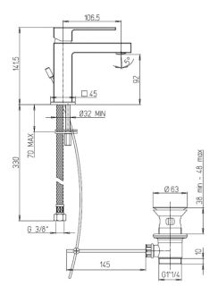 Смеситель для раковины Paini Dax-R 84CR211LRS хром