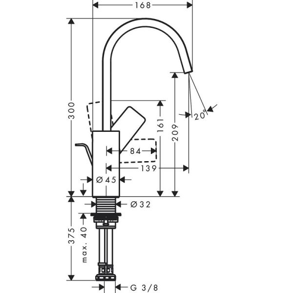 Смеситель Hansgrohe Vivenis 210 push open 75030700 для раковины