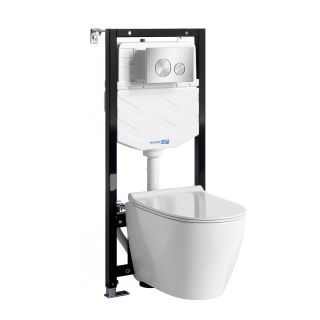 Система инсталляции с унитазом WasserKRAFT Aller 10TLT.010.ME.BN02.H002 кнопка смыва никель