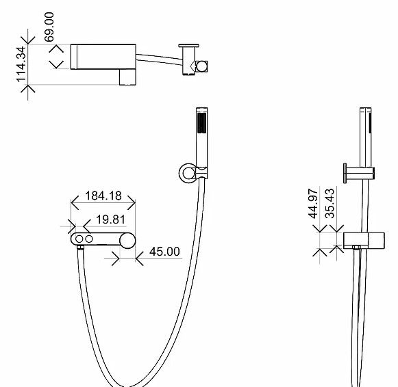 Смеситель для ванны Boheme Stick 123-BCR чёрный/хром