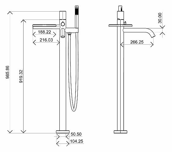 Напольный смеситель для ванны Boheme Stick 129-BB.2 чёрный