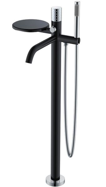 Напольный смеситель для ванны Boheme Stick 129-BCR чёрный матовый/хром Напольный смеситель для ванны Boheme Stick 129-BCR чёрный матовый/хром