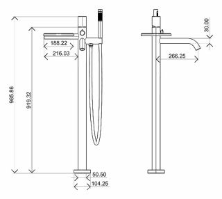 Напольный смеситель для ванны Boheme Stick 129-BCR чёрный матовый/хром Напольный смеситель для ванны Boheme Stick 129-BCR чёрный матовый/хром
