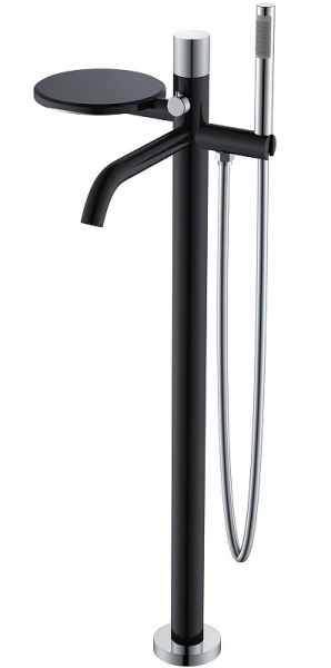 Напольный смеситель для ванны Boheme Stick 129-BCR.2 чёрный матовый/хром Напольный смеситель для ванны Boheme Stick 129-BCR.2 чёрный матовый/хром